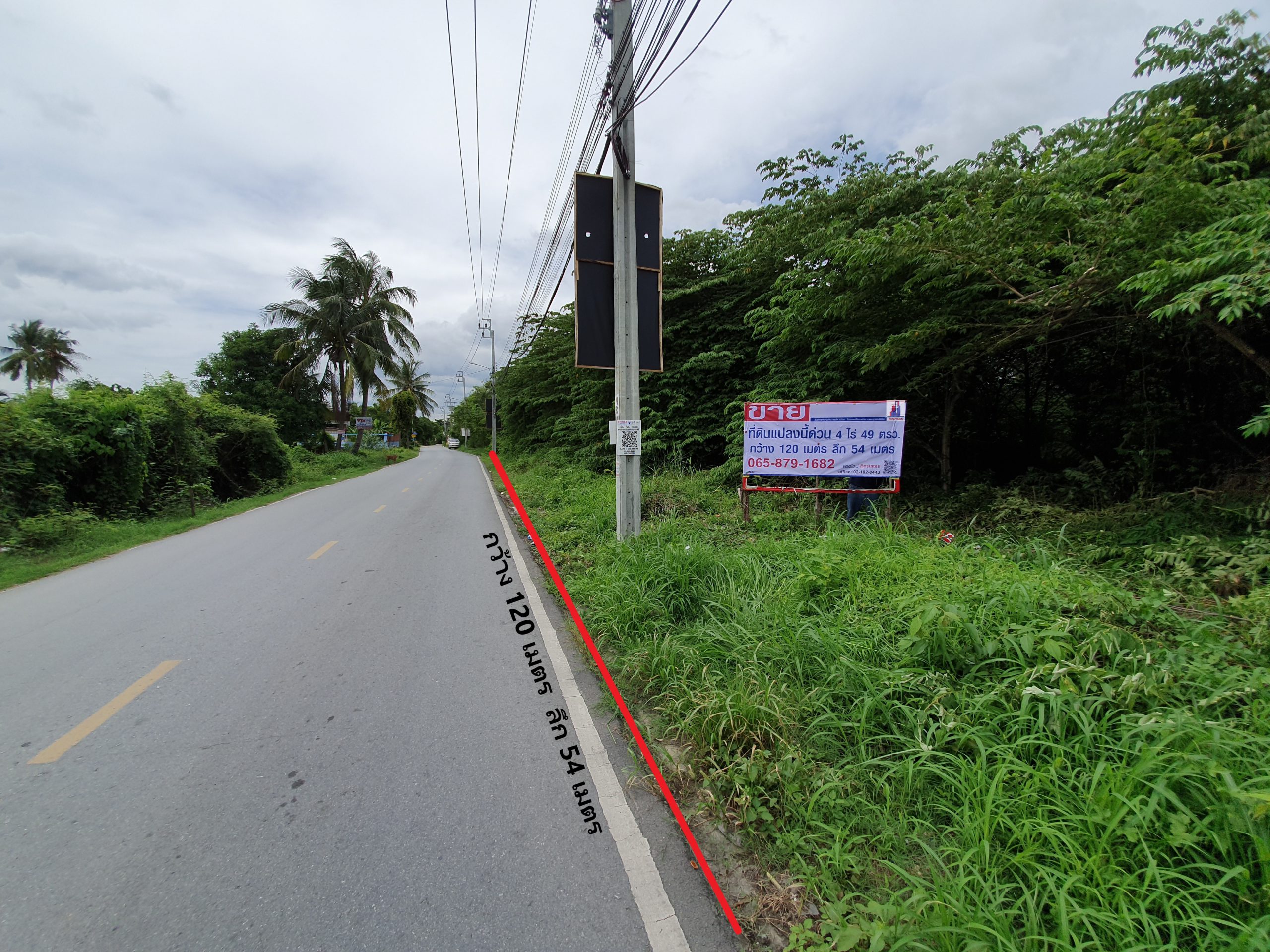 ขายที่ดินเนื้อที่ 4 ไร่ 49 ตรว.. ในโครงการ วัดเสาธงหิน ถนนหลัก เส้นกาญจนาภิเษก  บางใหญ่